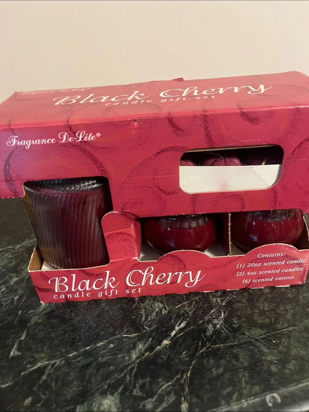 Black Cherry Candle Gift Set - Red